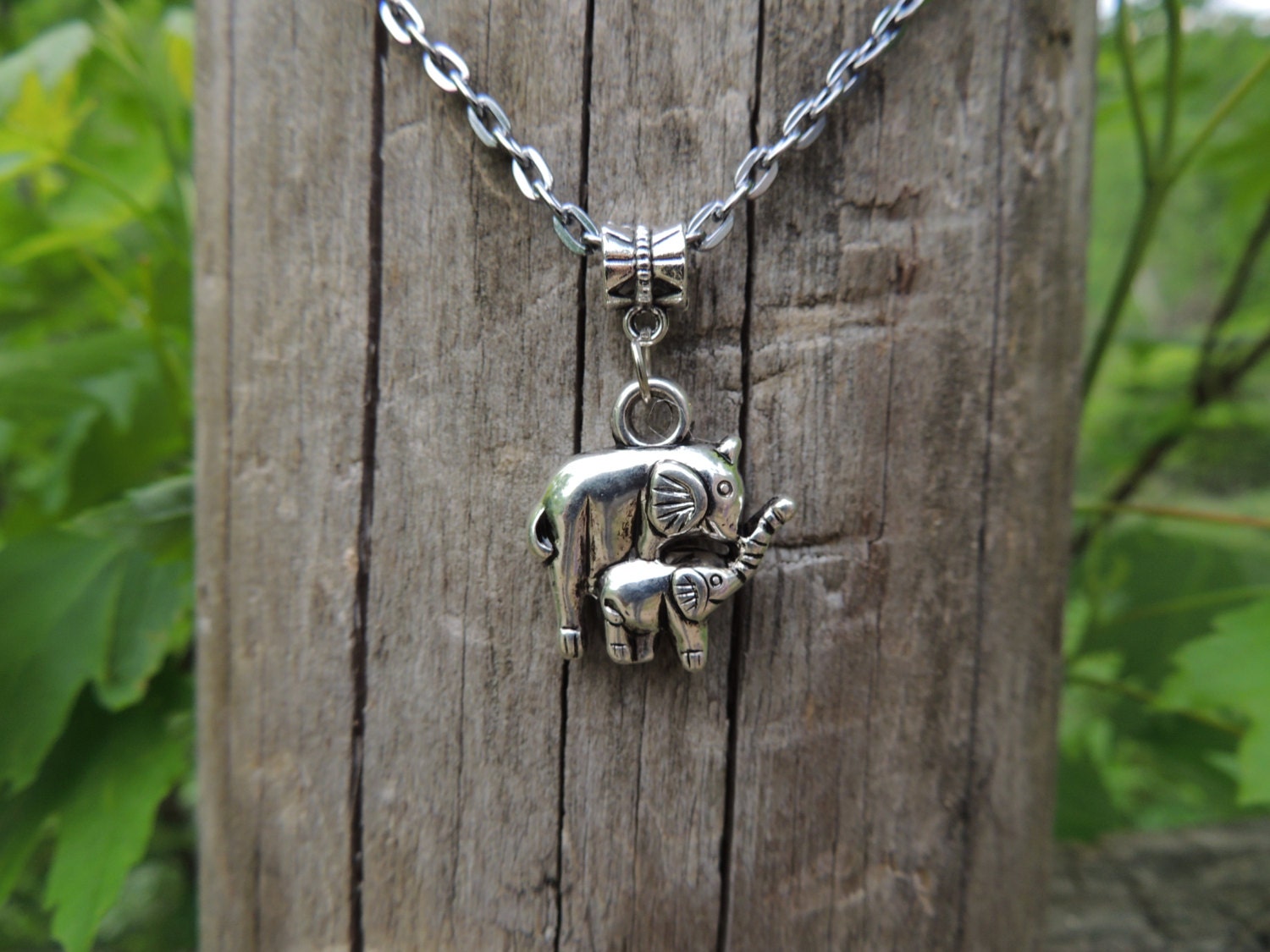Elephant with baby  necklace for baby to adult USA seller children girl wholesale chain silver animal