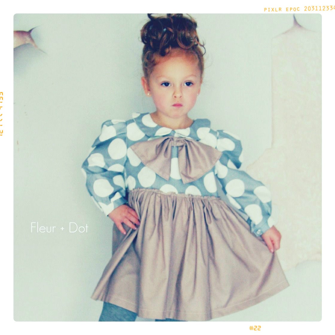 Girls Dress: My Petite Dot Collared Bow Dress in Oversized Polka Dots from the Fleur and Dot Autumn Winter Collection