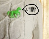 Vintage Horse Neon Green Glitter Critter Brooch