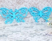 Vintage butterfly wall decor by Homco syroco  upcycled aqua set of two