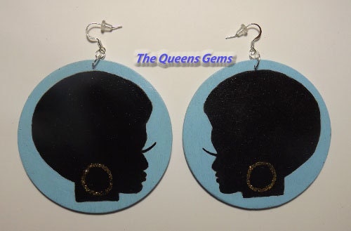 Wooden Handpainted Natural Afro Earrings