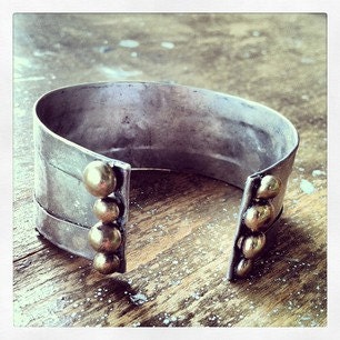 20% off for May Continental Divide Adjustable Bracelet Size Small IN STOCK- Sterling Silver Fold Form Organic Bronze Pebble Versatile Cuff