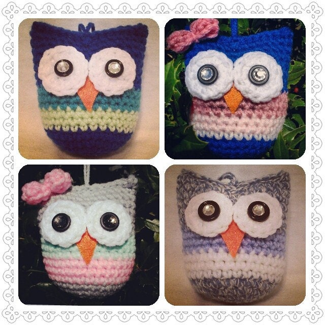 Hanging Crocheted Owl (Green/Teal/Blue)