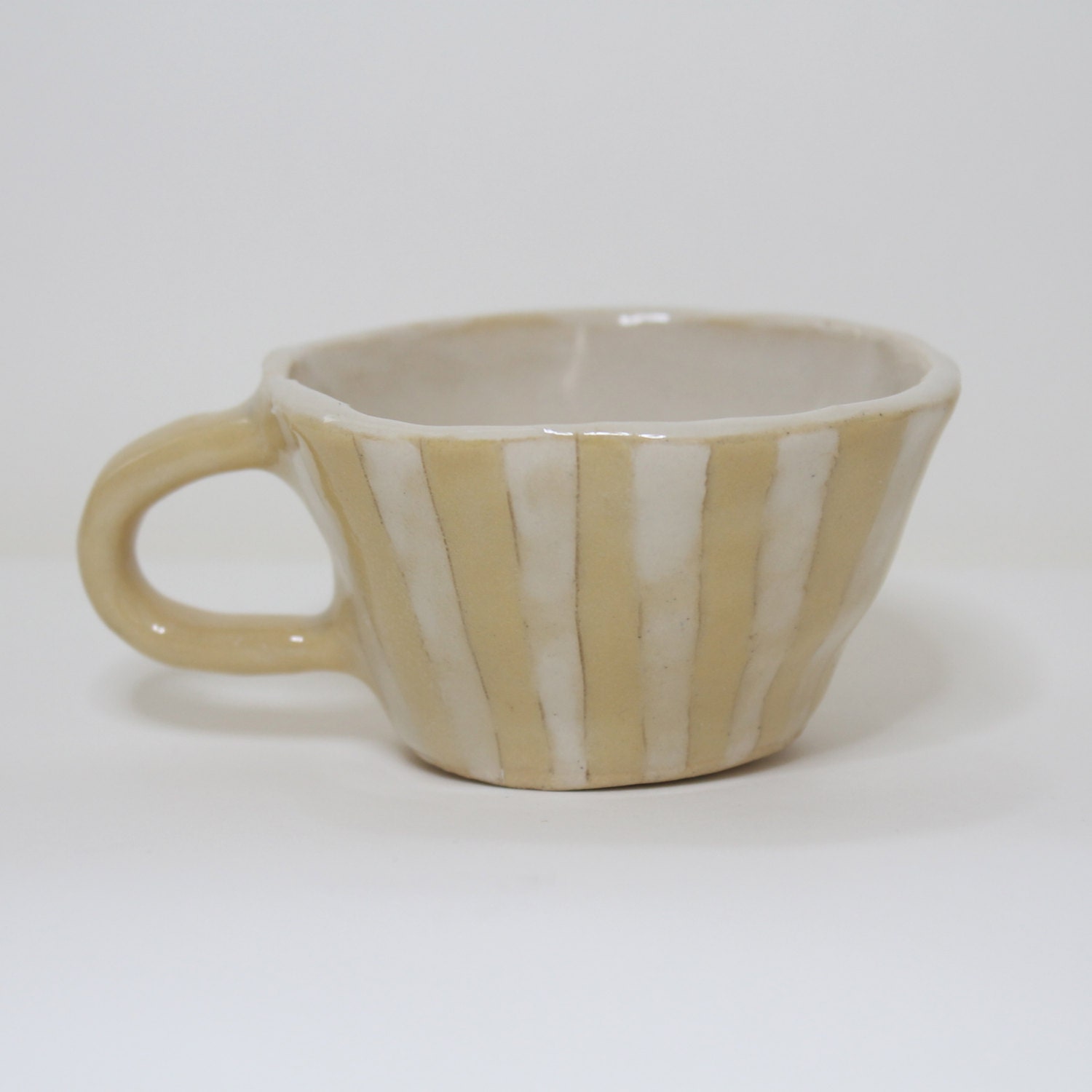 Chunky Wonky Beauty - Single Espresso- Ceramic Striped Cup