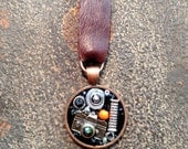 Keychain, Leather and Metal,Steampunk Rocker Style