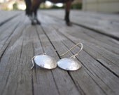 Tiny Circle Hammered Sterling Silver Dangle Drop Earrings