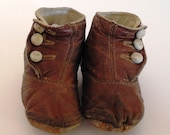 Turn of the Century Carmel Brown Leather High Button Shoes