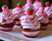 Strawberry cupcakes- Mini Strawberry Cupcake Soaps- Goat Milk Soap