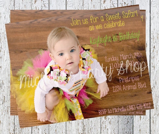NEW - Sweet Safari Photo Invitation, set of 12