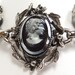 Vintage Black Glass Cameo Intaglio Style Bracelet Faux Hematite Mother's Day Gift Rare Collectible