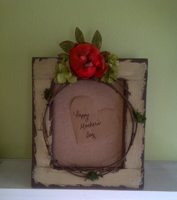 Rustic Wood Hydrangea Peony Frame Floral Arrangement Home Decor