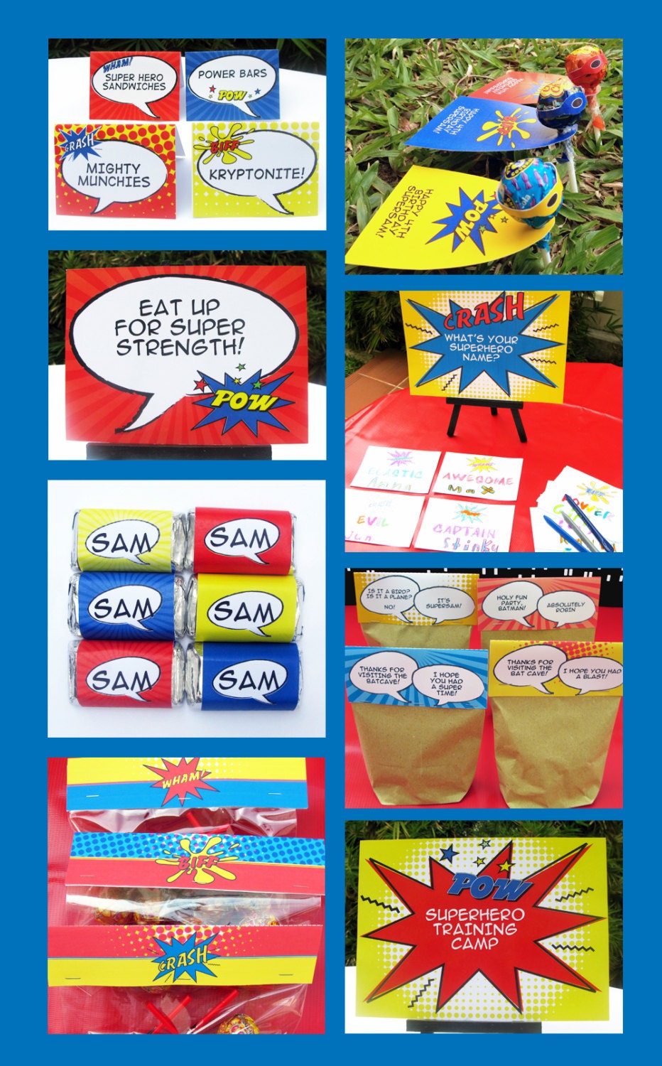 Superhero Birthday Party Invitation & Printable Party Collection, EDITABLE Text PDF file - you personalize at home with Adobe Reader