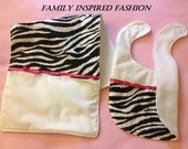 Baby girl bib and burp cloth zebra print with pink