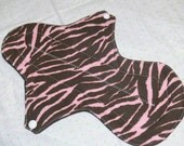 Overnight Cloth Menstrual Pad pink and brown zebra stripes