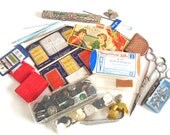 Vintage Sewing Box Destash Buttons Needles Crochet Hooks