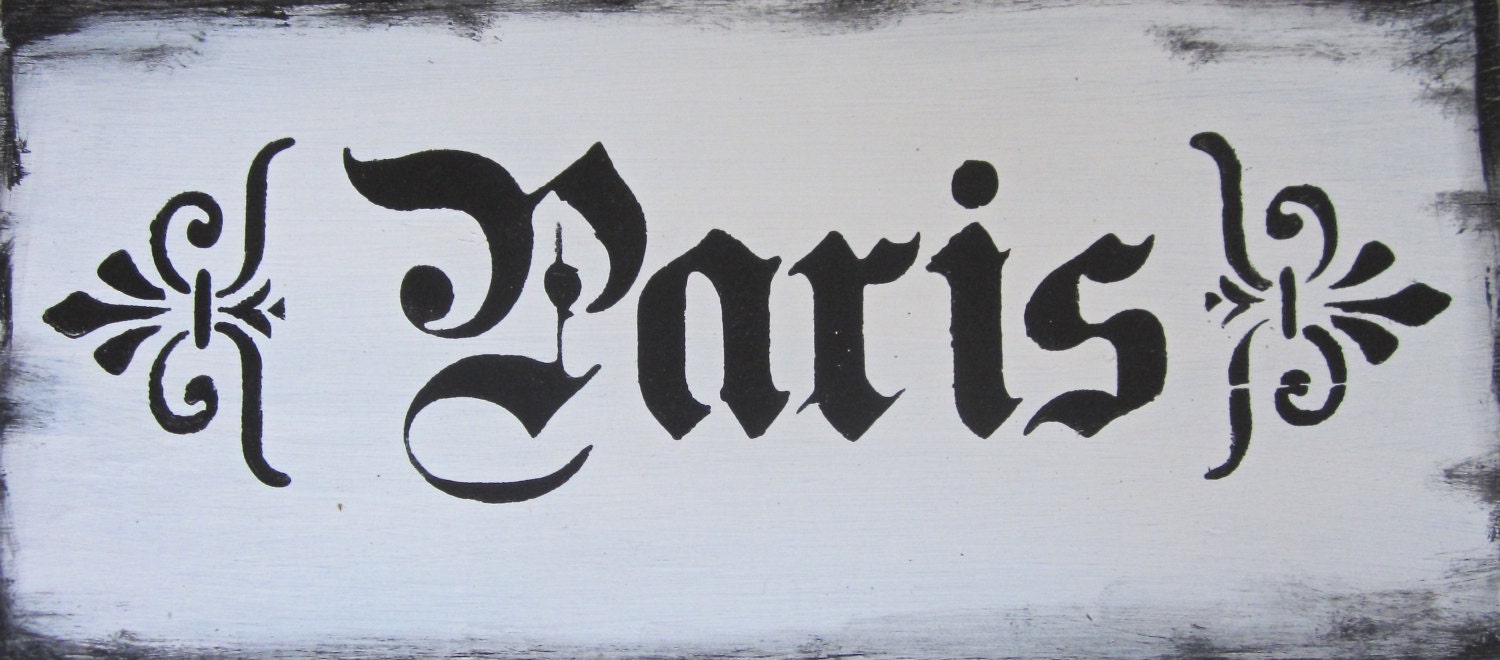 French sign:  Paris black and white distressed wood sign