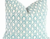 Nate Berkus Aquamarine Wood Block Diamond Decorative Pillow Cover, 18x18, 20x20, 22x22 or lumbar pillow, Accent Pillow, Throw Pillows,
