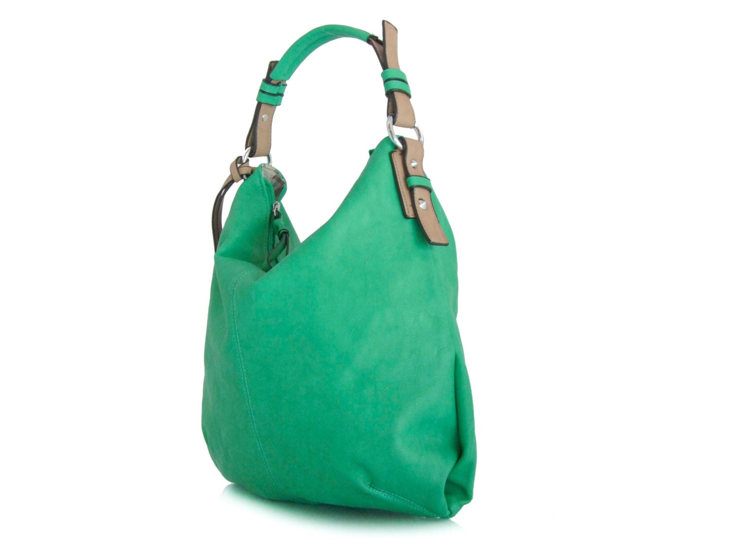 Handmade vegan leather handbag Tote Green - the Steren -20% launch discount