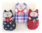 CAT Ornaments, Set of  3 Ornies Bowl Fillers, PATRIOTIC, Primitive Party Favors Decorations Home Decor CharlotteStyle