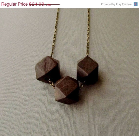 Spring SALE Dark Brown Wooden Necklace / GeometricTribal Necklace/ - 4everinstlye