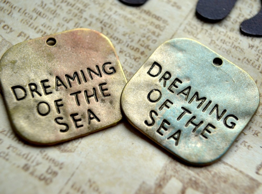 Dream of the Sea metal tags, two different colored bronze colored pendants for jewelry