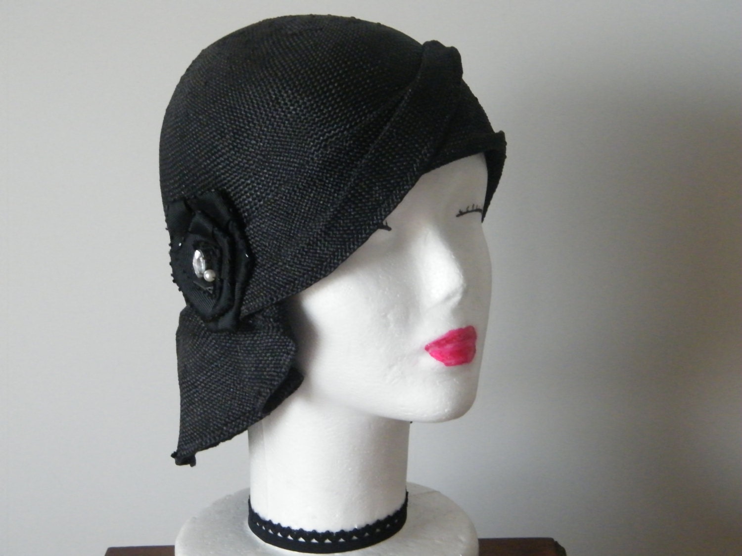 Great Gatsby Black Cloche 20's style hat vintage style womens hat Israel - Haute Couture hat by Rana Hats