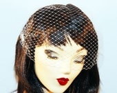 Ivory or White Birdcage Veil - Bandeau Bridal Veil - Blusher Veil - Vintage Style Veil - Birdcage Blusher Veil