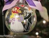 Customized Bride Groom Wedding Ornament Football Ornament Size Large