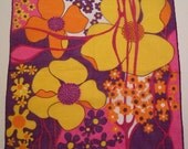 Vintage Purple Pink Orange Yellow Mod Floral Flower Hankie
