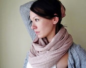 Chunky Knit Scarf - Tea Rose Sweater Scarf - Dusty Pink Circle Scarf - Chunky Infinity Cowl - Winter Scarf - Snood