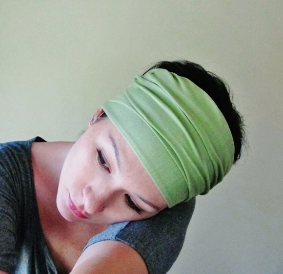 Mantis Green Hair Wrap - Head Scarf, Headband, Womens Hair Accessories - Pale Green Spring Summer Scarf