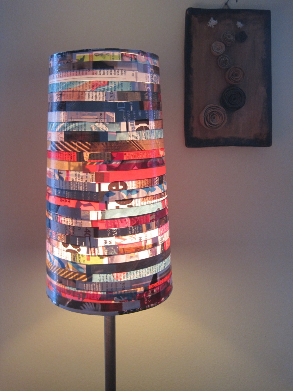MAGAZINE ART - Lampshade Paper Recycled Upcycled Ecofriendly Art Home Decor Eco Lighting