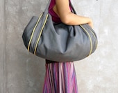 SUMMER SALE Mega // Dark Grey // 081 // Everyday Canvas Bag handmade by Luckycann // Sale