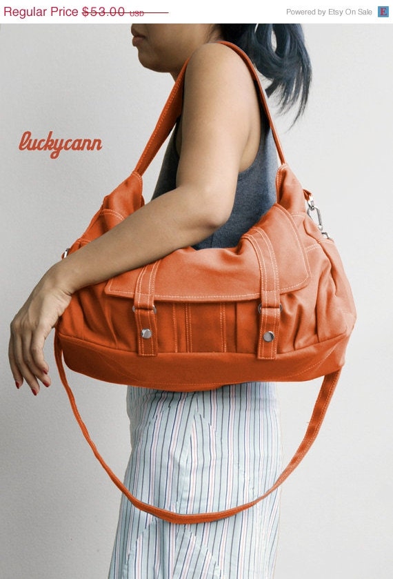 Fathers day sale ASTER  // Burnt Orange // 017 // Handmade // Luckycann // Everyday Canvas Bag // Sale