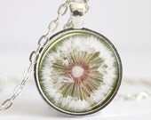 Dandelion Necklace, RoundPendant, Dandelion Pendant, Floral Necklace, Silver Necklace (0360S) - 30SomethingDesign