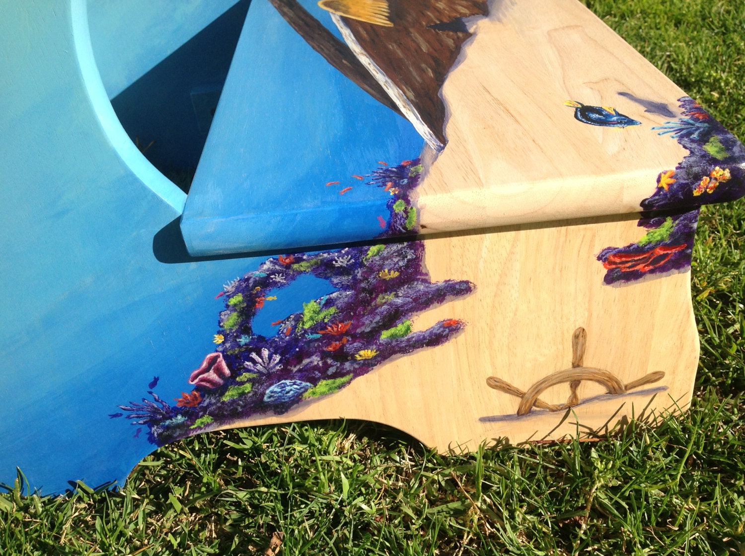 Hand painted shipwreck theme stepstool