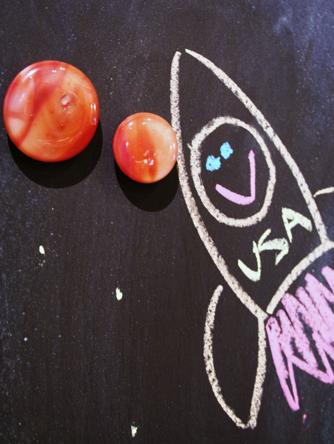 Planet Jupiter set of two fused glass magnets, kids art fun