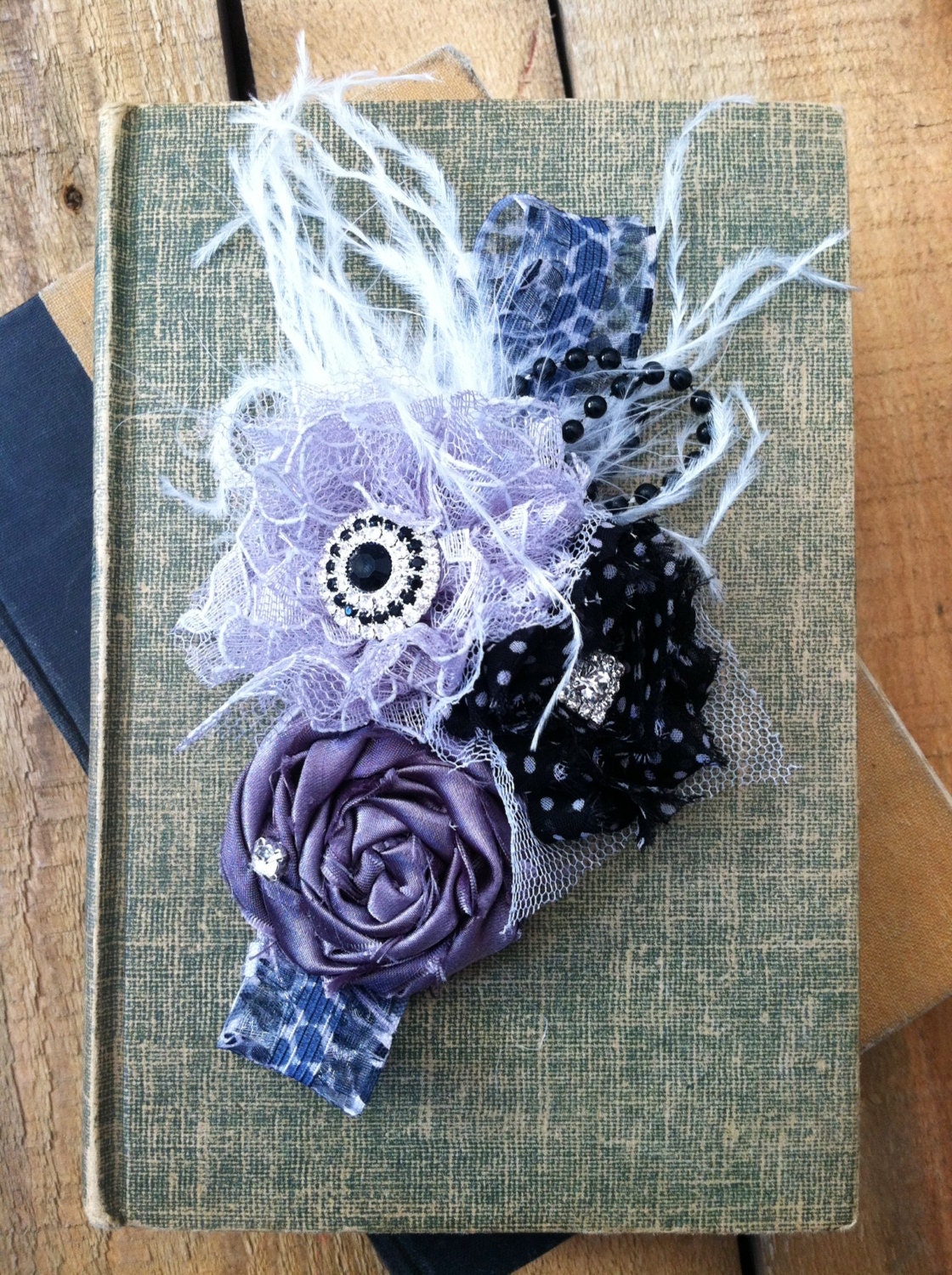 Quinns Closet by NEVER NOLA infant small flower headband gray black charcol
