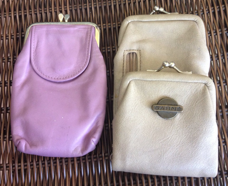 Vintage Sarne Leather Clutch Wallet AND Purple Coin Purse 