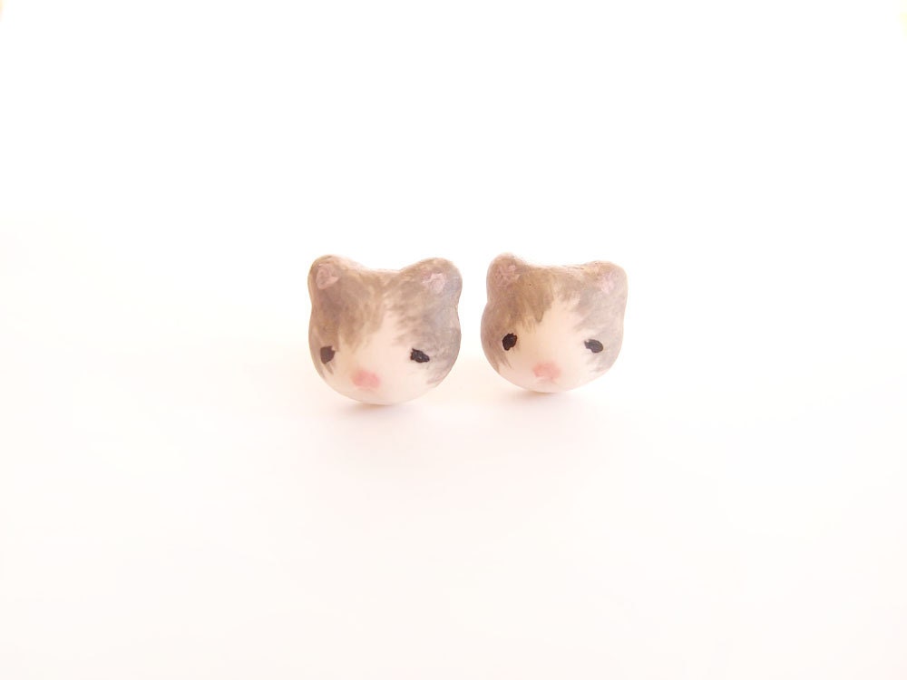 Miniature cat kitten earrings