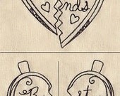 Best Friends Heart Necklace Embroidered Flour Sack Hand/Dish Towel