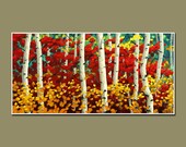 Art Print of- Original Oil Painting- ASPENS Series-Canvas Print-GICLEE Print- LANDSCAPE Painting ,Aspens Painting  Size 26inX13in