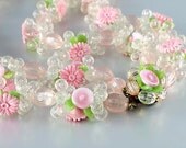 1950s Vintage West Germany Peach Pink plastic Flower Necklace