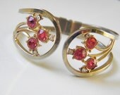Vintage Pink Rhinestone Clamper Bracelet 60s