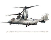 V-22 Osprey, us marine aviation watercolor print, 8x10"