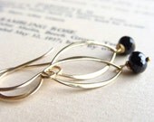 Black Spinel Earrings Dangle Earrings Minimalist Jewelry Ebony Noir Black Gemstone 14k Gold Filled Bronze FLAPPER GIRL earrings