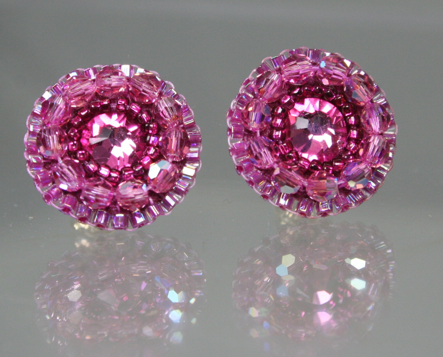 Swarovski Pink Roses DAINTY Flower Stud Earrings Girl Feminine Pastel Bridal Bridesmaids Wedding Jewelry Summer Spring Bride