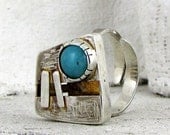 sterling silver ring, adjustable silver ring, silversmith, oxidized silver , rustic silver ring, amazonite