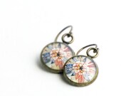 SUMMER GARDEN EARRINGS / bronze art earrings / garden flower jewelry / everyday earrings / colorful abstract floral pattern earrings