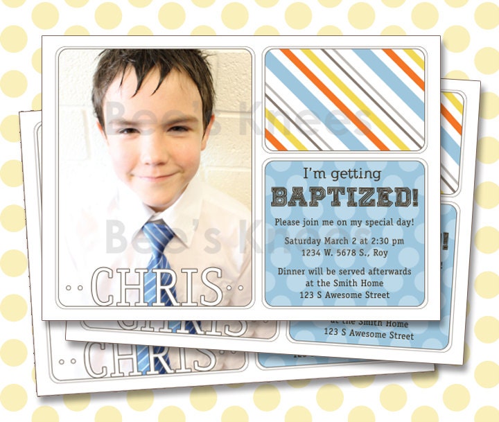 LDS Baptism Invitation Boy Invite - Digital File